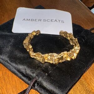 AMBER SCEATS Gold Textured Bracelet